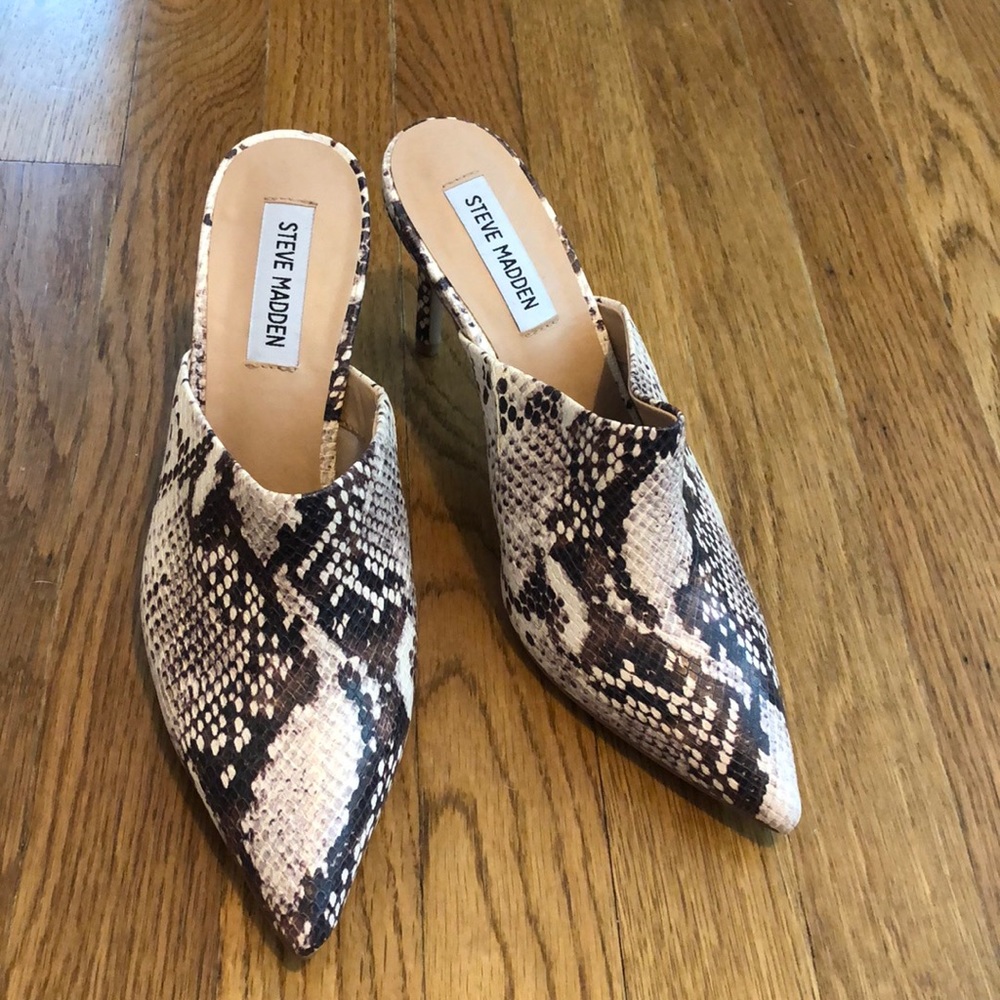 Steve Madden Snake Skin Heeled Mules